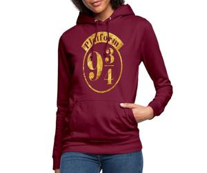 Spreadshirt Harry Potter Platform 9 3/4 Gold Women's Hoodie, XL, bordeaux
