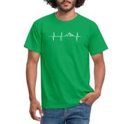 Spreadshirt Heartbeat Mountains Hiking Hobby Sports Men's T-Shirt, XL, Kelly Green