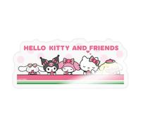 Spreadshirt Hello Kitty and Friend Eating Watermelon Sticker, 10 x 10 cm, Transparent Glossy