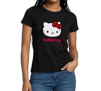 Spreadshirt Hello Kitty Classic with Hello Kitty Lettering Women's T-Shirt, M, Black