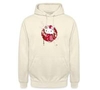 Spreadshirt Hello Kitty In A Red Kimono And Cherry Blossoms Unisex Hoodie, L, vanilla
