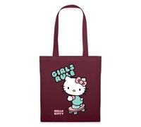 Spreadshirt Hello Kitty On A Skateboard With Girls Rule Tote Bag, One Size, burgundy