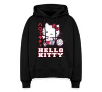 Spreadshirt Hello Kitty Playing Football Boxy Women's Organic Hoodie Black