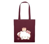 Spreadshirt Hello Kitty With Teddy On Her Back Tote Bag, One Size, burgundy