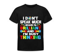 Spreadshirt I Don't Speak Much Autism Awareness Month Kids' T-Shirt, 98/104 (3-4 Years), Black