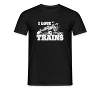 Spreadshirt I Love Trains Men’s T-Shirt, XL, Black