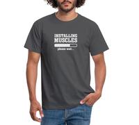 Spreadshirt Installing Muscles Funny Gym Slogan Men's T-Shirt, M, Charcoal Grey
