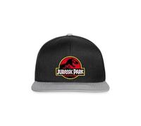 Spreadshirt Jurassic Park Classic Logo in Red with T-Rex Snapback Cap, One Size, Black/Grey