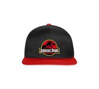 Spreadshirt Jurassic Park Classic Logo in Red with T-Rex Snapback Cap, One Size, Black/red