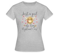 Spreadshirt Just A Girl Who Loves Highland Cows Women's T-Shirt, M, Heather Grey