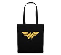 Spreadshirt Justice League Wonder Woman Logo Vintage Tote Bag, One Size, Black