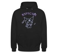Spreadshirt Kuromi Outline Design With Purple Chrome Lettering Unisex Hoodie, M, black