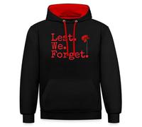 Spreadshirt Lest We Forget - Remembrance Day Unisex Contrast Hoodie, L, black/red
