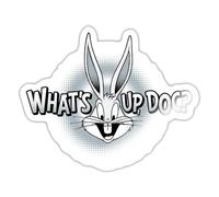 Spreadshirt Looney Tunes Bugs Bunny What's Up Doc Sticker, 10 x 10 cm, White Glossy