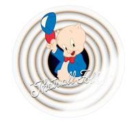 Spreadshirt Looney Tunes Porky Pig Sticker, 10 x 10 cm, Transparent Glossy