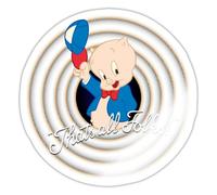 Spreadshirt Looney Tunes Porky Pig Sticker, 10 x 10 cm, White Glossy