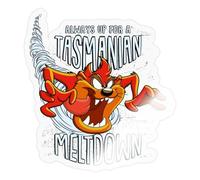 Spreadshirt Looney Tunes Tasmanian Devil Meltdown Sticker, 10 x 10 cm, Transparent Glossy