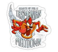 Spreadshirt Looney Tunes Tasmanian Devil Meltdown Sticker, 10 x 10 cm, White Matte