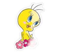 Spreadshirt Looney Tunes Tweety Flowers Sticker, 10 x 10 cm, Transparent Glossy