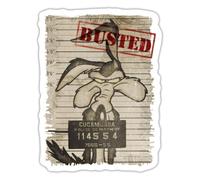 Spreadshirt Looney Tunes Wile E. Coyote Busted Sticker Size S (10 x 10 cm), 10 x 10 cm, White Matte