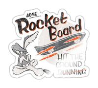 Spreadshirt Looney Tunes Wile E. Coyote Rocket Board Sticker Size S (10 x 10 cm), 10 x 10 cm, White Glossy