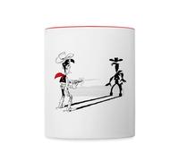 Spreadshirt Lucky Luke Faster Than His Shadow Two-Tone Mug, One Size, White/red