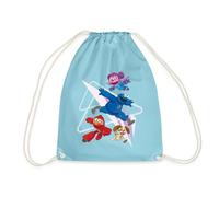 Spreadshirt Mecha Builders Elmo Cookie and Abby Teamwork Adventure Drawstring Bag, One Size, aqua