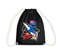 Spreadshirt Mecha Builders Elmo Cookie and Abby Teamwork Adventure Drawstring Bag, One Size, black