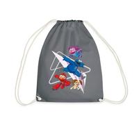 Spreadshirt Mecha Builders Elmo Cookie and Abby Teamwork Adventure Drawstring Bag, One Size, grey