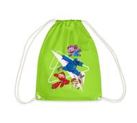 Spreadshirt Mecha Builders Elmo Cookie and Abby Teamwork Adventure Drawstring Bag, One Size, neon green
