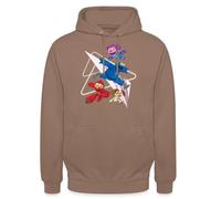 Spreadshirt Mecha Builders Elmo Cookie and Abby Teamwork Adventure Unisex Hoodie, M, mocha