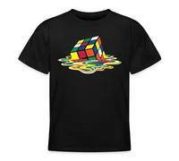 Spreadshirt Melting Rubik's Magic Cube Teenage T-Shirt, 134/146 (9-11 Years), Black