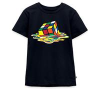 Spreadshirt Melting Rubik's Magic Cube Teenager Premium Organic T-Shirt, 158/164 (12 Years), Navy