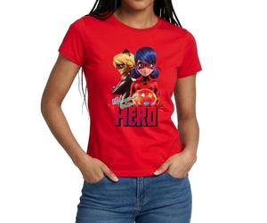 Spreadshirt Miraculous Be Your Own Hero Ladybug Cat Noir Women's T-Shirt, L, red