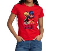 Spreadshirt Miraculous Be Your Own Hero Ladybug Cat Noir Women's T-Shirt, S, red
