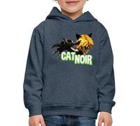 Spreadshirt Miraculous Cat Noir Adrien Pose Kids' Premium Hoodie, 152/164 (12-14 Years), heather denim