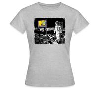 Spreadshirt MTV Astronaut On The Moon with MTV Flag Women's T-Shirt, S, Heather Grey