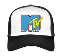 Spreadshirt MTV Music Television Classic Logo Trucker Cap, One Size, White/Black