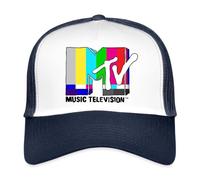 Spreadshirt MTV Music Television TV Static Logo Trucker Cap White/Navy