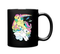Spreadshirt My Little Pony Retro Rainbow with Two Ponies Coloured Mug, One Size, Black