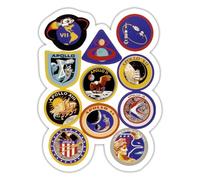 Spreadshirt NASA Apollo Mission Badges Sticker Size S (10 x 10 cm), 10 x 10 cm, White Matte