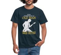 Spreadshirt Never Underestimate Old Man with A Bass Guitar Men's T-Shirt, M, Navy