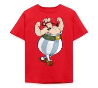Spreadshirt Obelix Flexing Kids' T-Shirt, 122/128 (7-8 Years), red