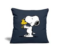 Spreadshirt Official Peanuts Snoopy And Woodstock Sofa pillow with filling 45cm x 45cm, One Size, navy