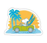 Spreadshirt Official Peanuts Snoopy and Woodstock Surfing Tour Sticker Size S (10 x 10 cm), 10 x 10 cm, White Matte