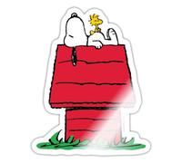 Spreadshirt Official Peanuts Snoopy Asleep On The Doghouse Sticker Size S (10 x 10 cm), 10 x 10 cm, White Glossy
