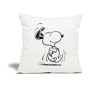 Spreadshirt Official Peanuts Snoopy In A Hurry Sofa pillow with filling 45cm x 45cm, One Size, natural white