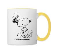 Spreadshirt Official Peanuts Snoopy in A Hurry Two-Tone Mug, One Size, White/Yellow