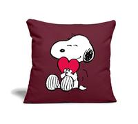 Spreadshirt Official Peanuts Snoopy Love Sofa pillow with filling 45cm x 45cm, One Size, burgundy