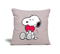 Spreadshirt Official Peanuts Snoopy Love Sofa pillow with filling 45cm x 45cm, One Size, light taupe